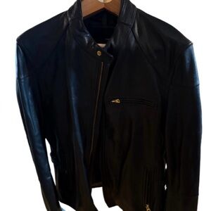 7 Diamonds Black Leather Jacket